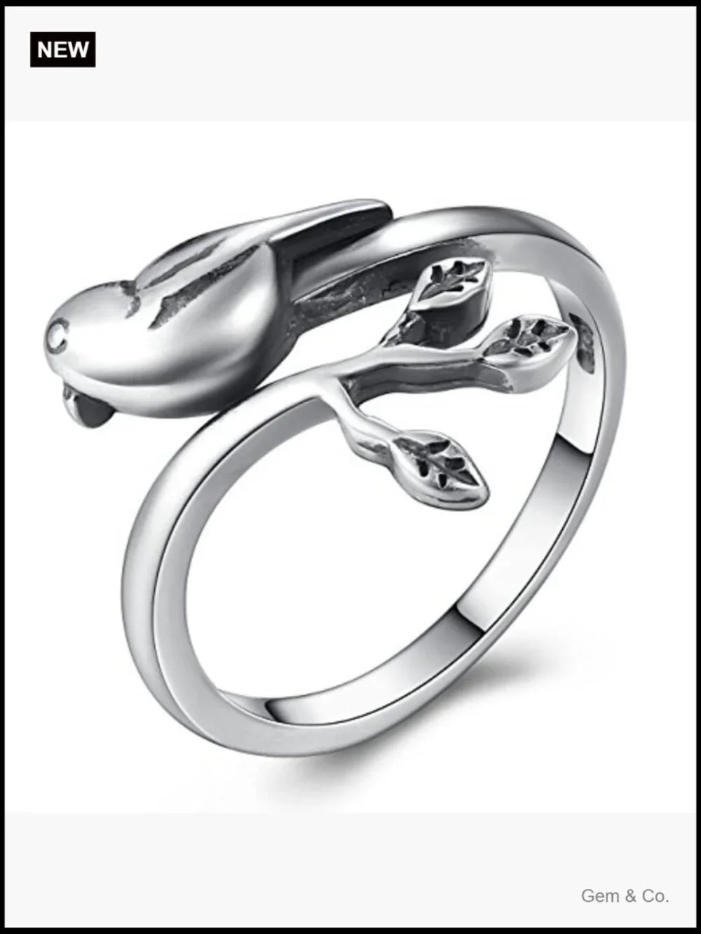 Sterling Silver Bird Ring Adjustable Handmade Nature Jewelry Women Artisan Ring